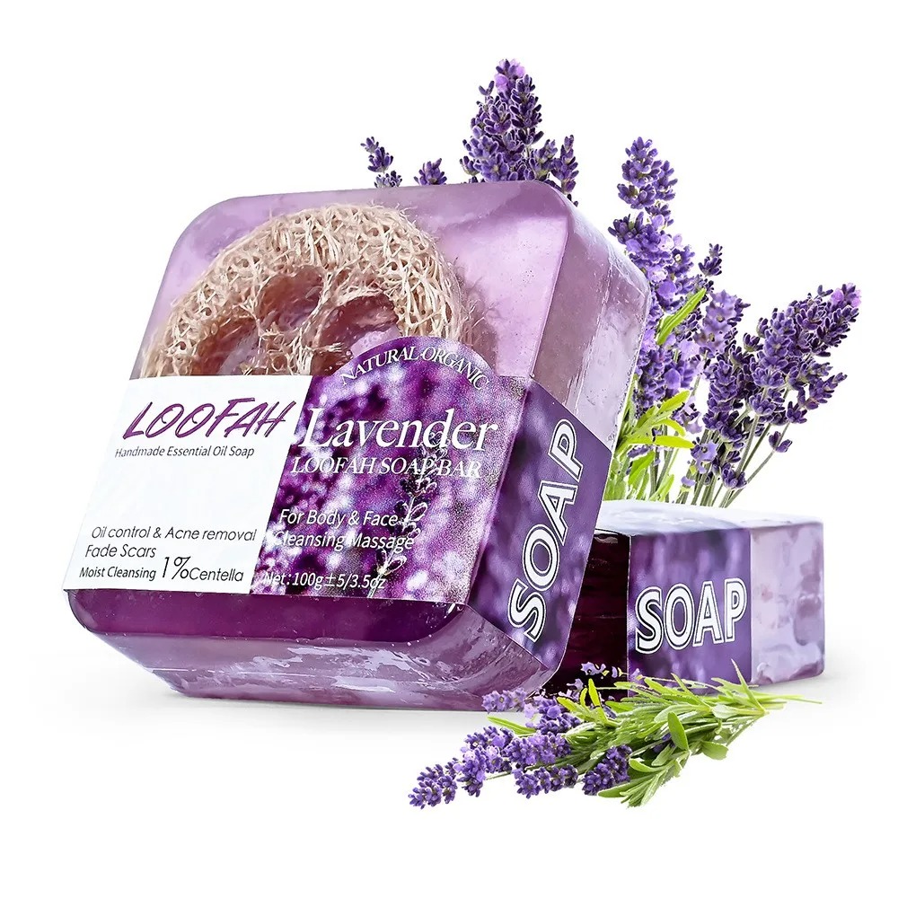 Lavender Oil - 100g オーガニックラベンダーエッセンシャルオイル石鹸、体、顔、手の洗浄用、爽やかな香り、肌に優しく、肌を傷つけません。