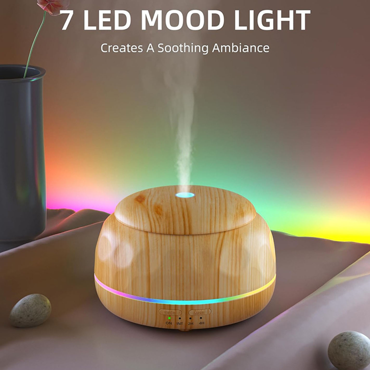 Essential Oils - エッセンシャルオイルディフューザー空気加湿器ルーム用アロママシン、リモートタイマー超音波アオマイザーUSB LEDムードライト300ML
