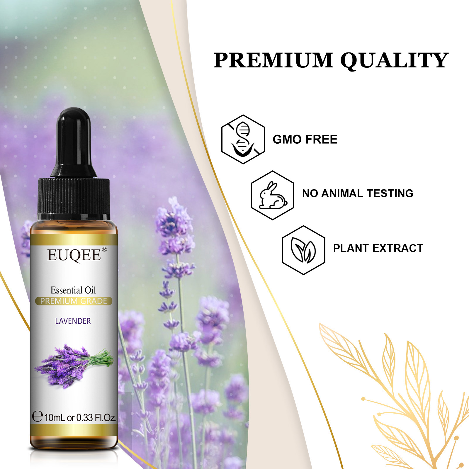 EUQEE 10ml 純粋な天然エッセンシャルオイル ラベン - Lavender Oil のレビューと価格