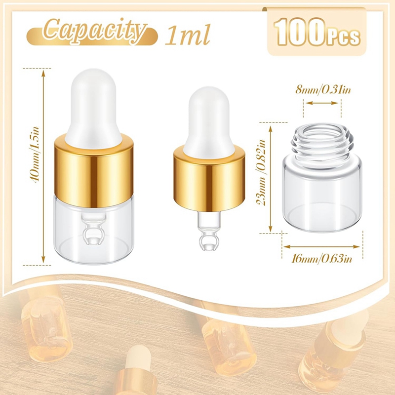 100 個ミニガラスドロッパーボトルバルククリアエッセンシャ - Essential Oils のレビューと価格